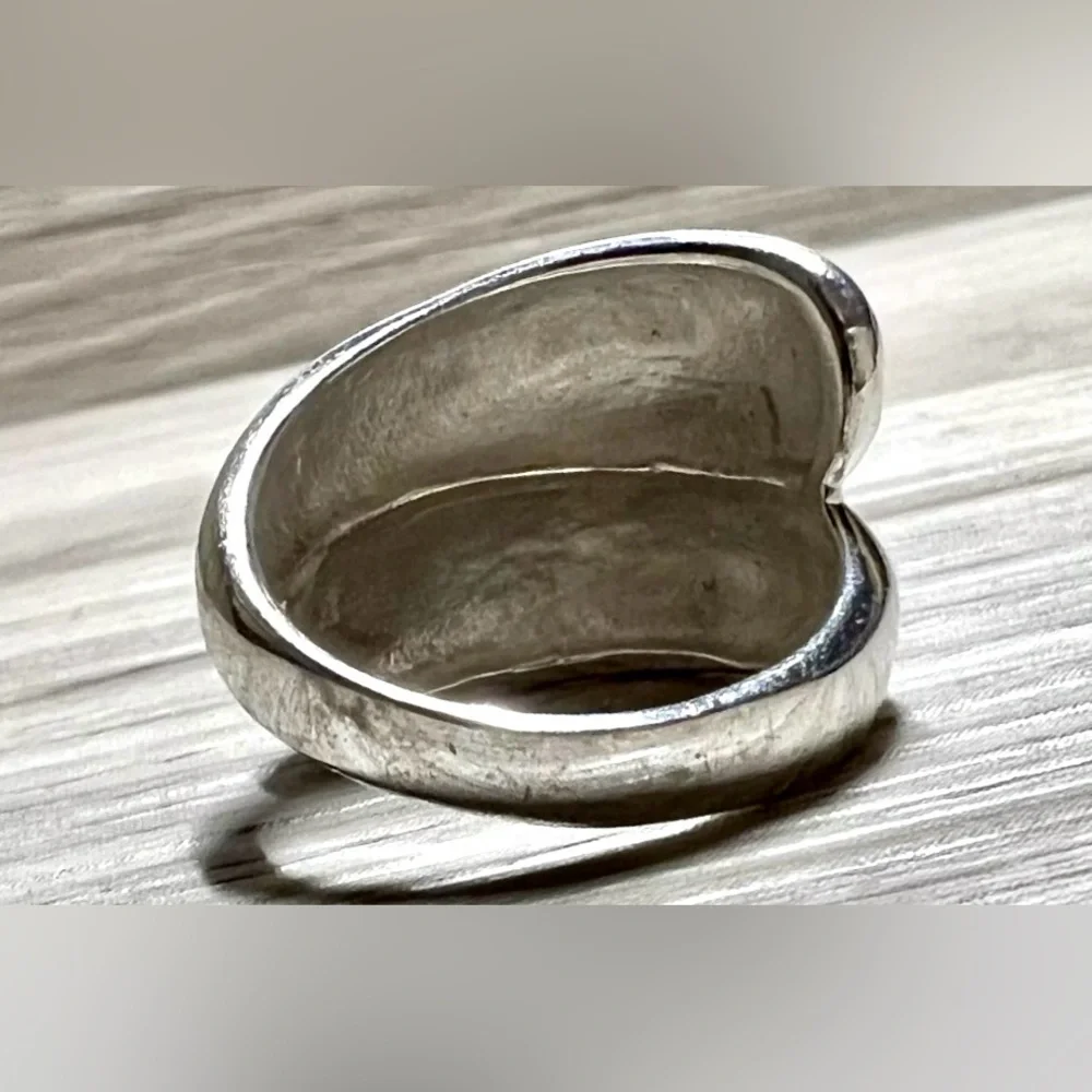 Vintage Designer MWS Sterling Silver Modernist Double Wave Wrap Ring, Size 5.5 - Picture 4 of 10
